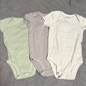 Carter's Short-Sleeve One-Piece Bodysuit Set - Sage, Taupe, Light Heather